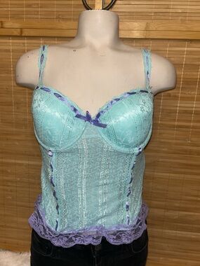 Glamour lace bustier corset top light blue purple mermaid woman’s 34B NWT READ